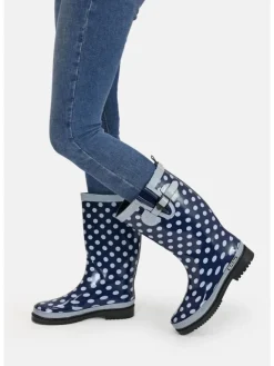 Gummistiefel Ocean High Langschaft in Dunkelblau mit weißen Punkten><noscript><img width=