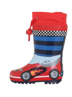 Playshoes Gummistiefel|Gummistiefel^Gummistiefel Rennwagen in Rot/Blau