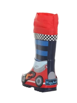 Playshoes Gummistiefel|Gummistiefel^Gummistiefel Rennwagen in Rot/Blau