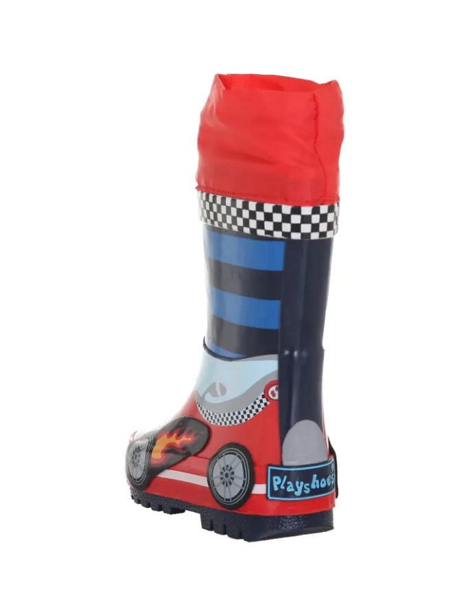 Playshoes Gummistiefel|Gummistiefel^Gummistiefel Rennwagen in Rot/Blau
