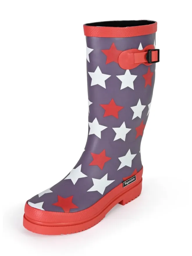 Regenliebe Gummistiefel^Gummistiefel Stars Hoch-Langschaft in grau
