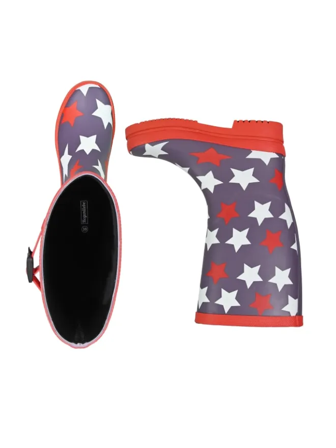 Regenliebe Gummistiefel^Gummistiefel Stars Hoch-Langschaft in grau
