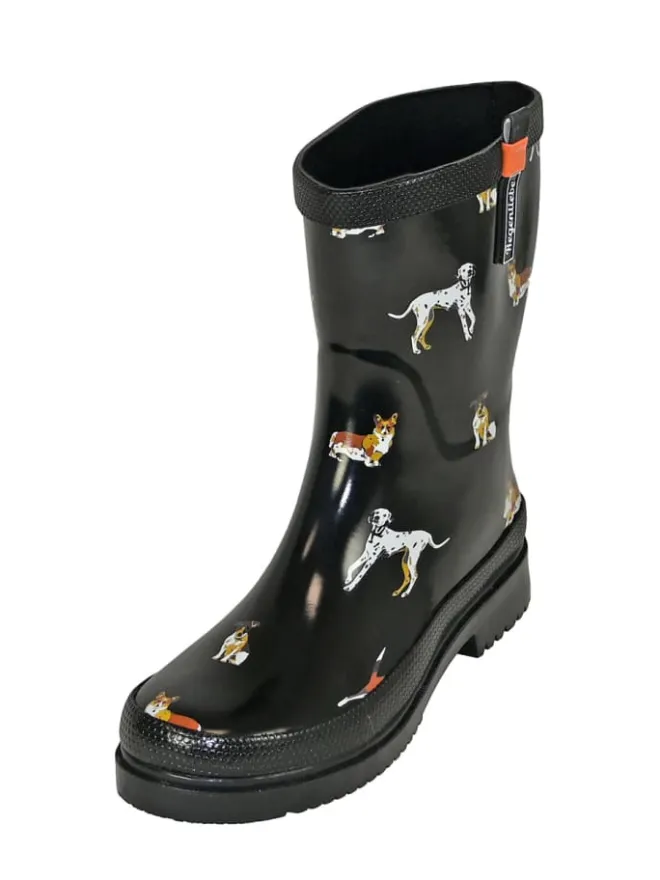 Gummistiefel Waldi Halbschaft mit Hunde Motiv in schwarz>Regenliebe Online