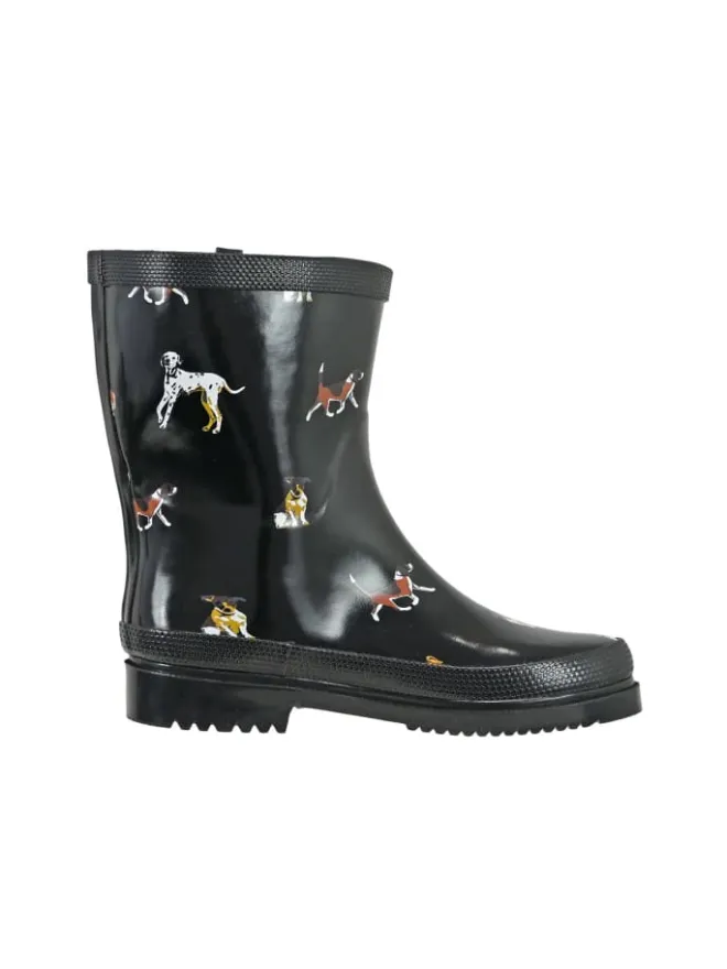 Gummistiefel Waldi Halbschaft mit Hunde Motiv in schwarz>Regenliebe Online
