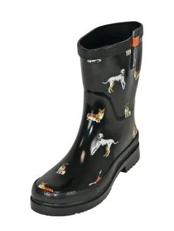 Gummistiefel Waldi Halbschaft mit Hunde Motiv in schwarz>Regenliebe Hot