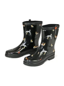 Gummistiefel Waldi Halbschaft mit Hunde Motiv in schwarz>Regenliebe Hot