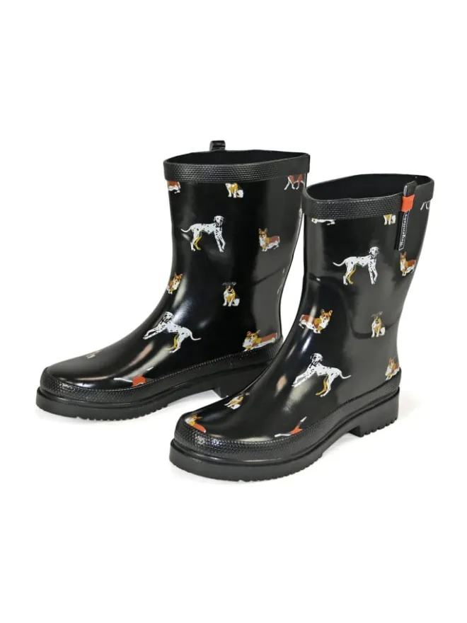 Gummistiefel Waldi Halbschaft mit Hunde Motiv in schwarz>Regenliebe Hot