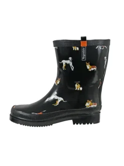Gummistiefel Waldi Halbschaft mit Hunde Motiv in schwarz><noscript><img width=