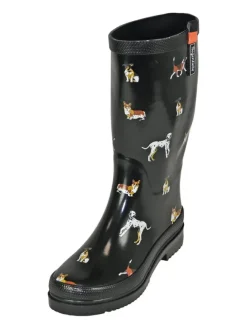 Regenliebe Gummistiefel^Gummistiefel Waldi Langschaft mit Hunde Motiv in schwarz