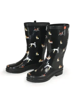 Regenliebe Gummistiefel^Gummistiefel Waldi Langschaft mit Hunde Motiv in schwarz