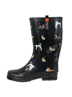 Regenliebe Gummistiefel^Gummistiefel Waldi Langschaft mit Hunde Motiv in schwarz