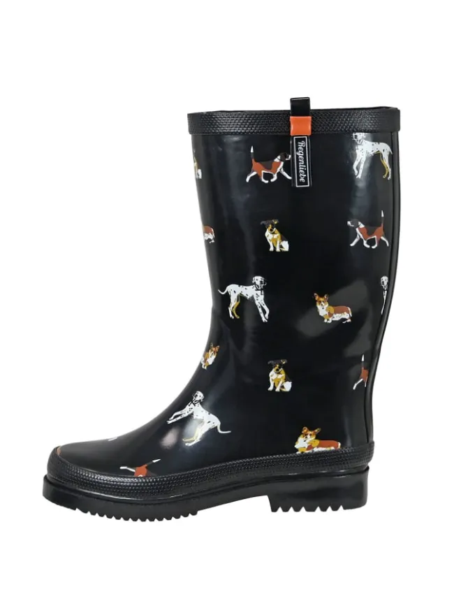 Regenliebe Gummistiefel^Gummistiefel Waldi Langschaft mit Hunde Motiv in schwarz