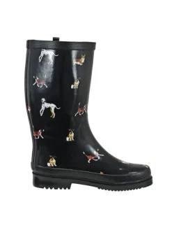 Regenliebe Gummistiefel^Gummistiefel Waldi Langschaft mit Hunde Motiv in schwarz