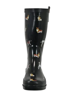 Regenliebe Gummistiefel^Gummistiefel Waldi Langschaft mit Hunde Motiv in schwarz