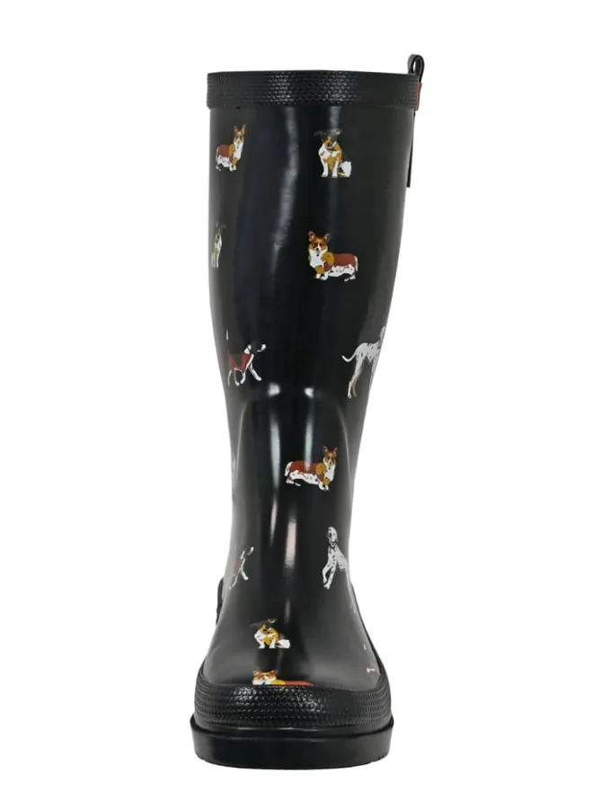 Regenliebe Gummistiefel^Gummistiefel Waldi Langschaft mit Hunde Motiv in schwarz