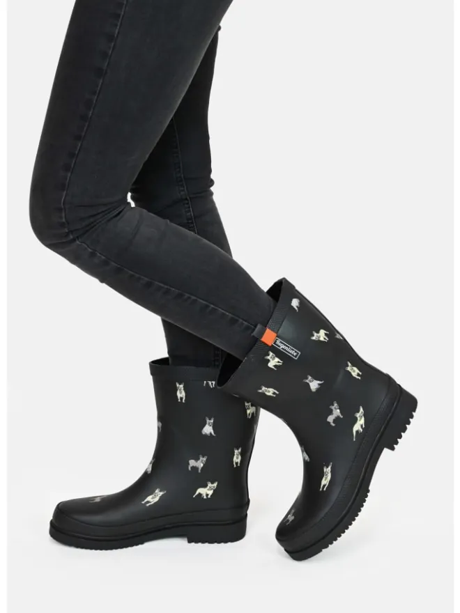 Gummistiefel Waldi Mops Halbschaft in schwarz>Regenliebe