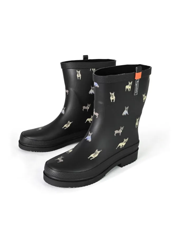 Gummistiefel Waldi Mops Halbschaft in schwarz>Regenliebe