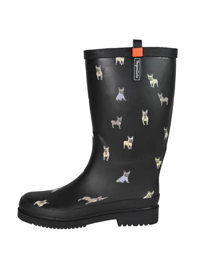 Gummistiefel Waldi Mops Langschaft in schwarz>Regenliebe Outlet