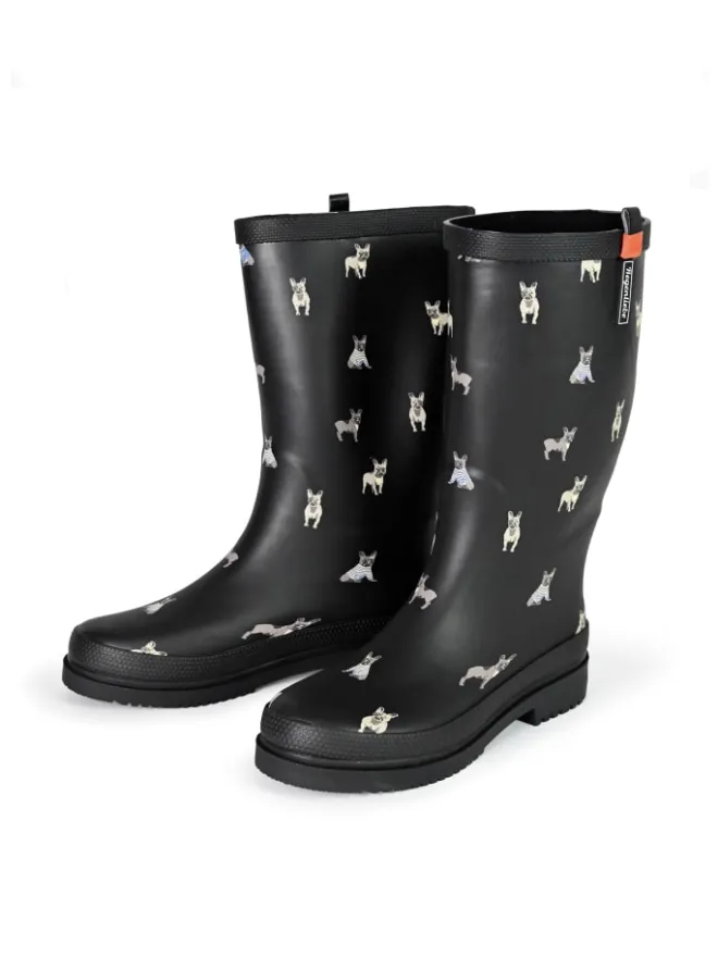Gummistiefel Waldi Mops Langschaft in schwarz>Regenliebe Outlet