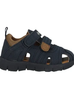Halbsandalen in Dunkelblau/ Hellbraun>Zigzag Sale