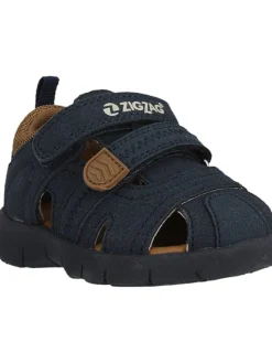 Halbsandalen in Dunkelblau/ Hellbraun>Zigzag Sale