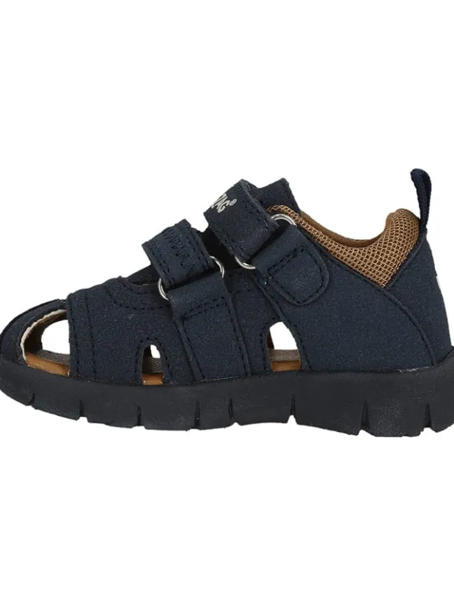 Halbsandalen in Dunkelblau/ Hellbraun>Zigzag Sale