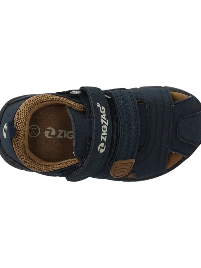 Halbsandalen in Dunkelblau/ Hellbraun>Zigzag Sale