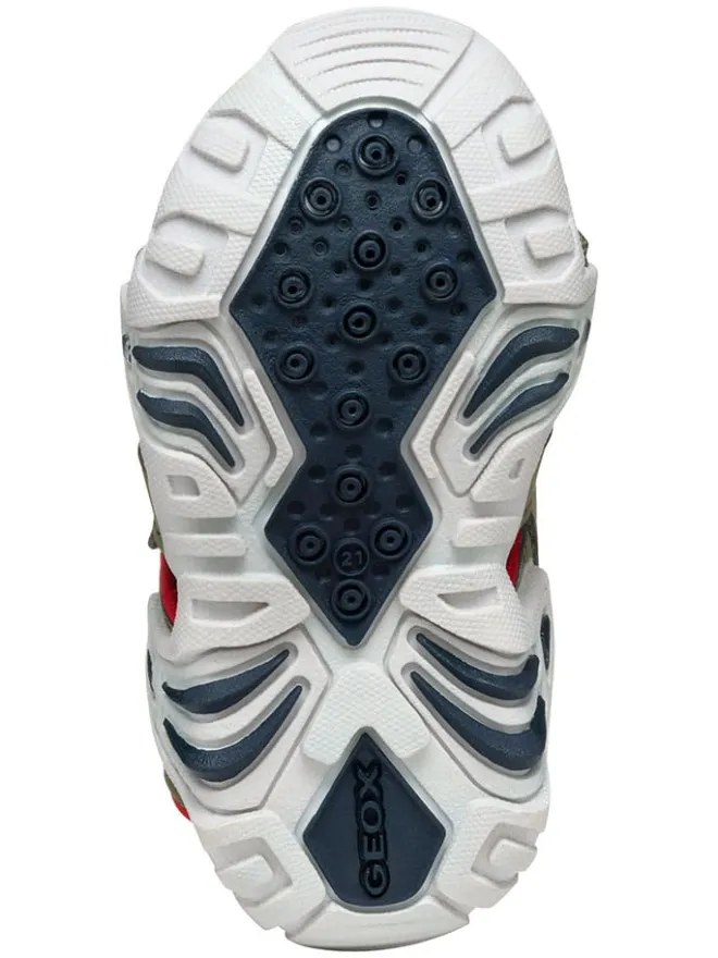 Geox Sandalen·Halbsandalen^Halbsandalen "Kraze" in Khaki/ Rot/ Dunkelblau