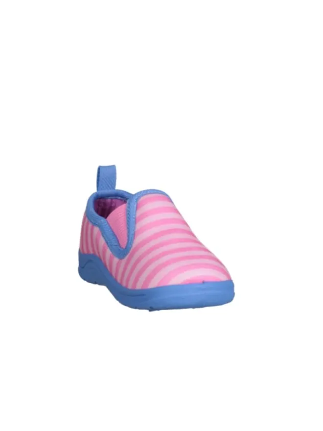 Hausschuh Ringel in Pink/Türkis>Playshoes Hot