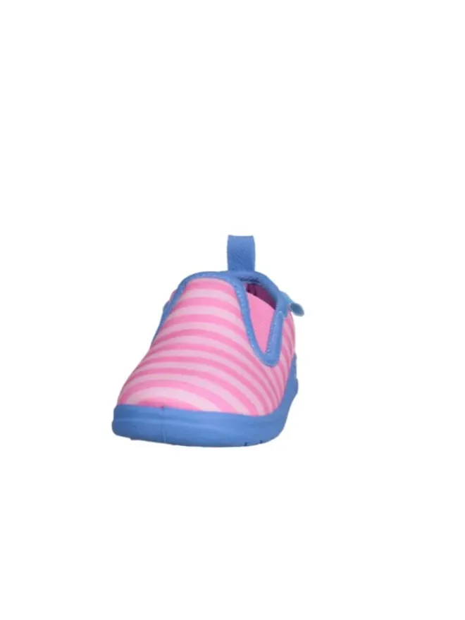Hausschuh Ringel in Pink/Türkis>Playshoes Hot