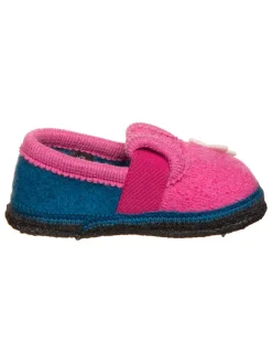 Hausschuhe "Blume" in Dunkelblau/ Pink>lamino Best