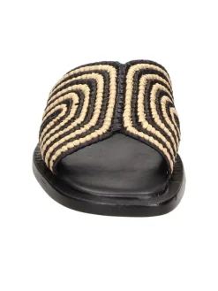 Hausschuhe in Schwarz/ Beige><noscript><img width=