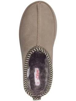 Hausschuhe in Taupe><noscript><img width=
