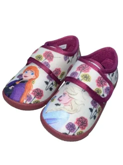 Hausschuhe mit Frozen Anna und Elsa Motiv, in wollweiß, mit klettverschluss><noscript><img width=