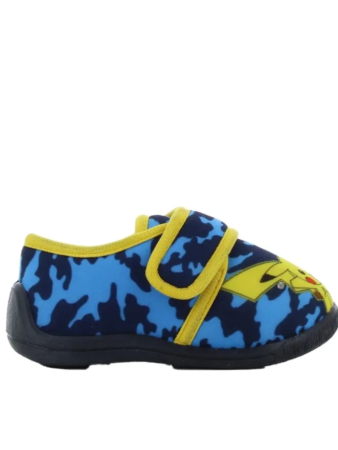 Pokémon Hausschuhe^Hausschuhe mit Pikachu Motiv, in Blau, mit Klettverschluss