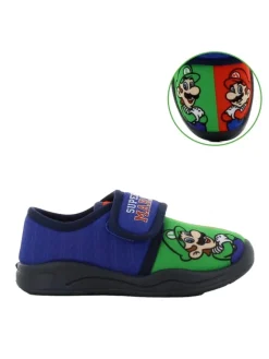 Super Mario Hausschuhe^Hausschuhe mit und Luigi Motiv, in Blau, Klettverschluss
