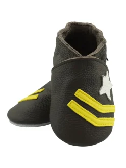 Bemesu Krabbelschuhe^Hellbraune Baby-Leder-Erste Schritte Schuhe, rutschfeste Sohlen – Meteor-Muster
