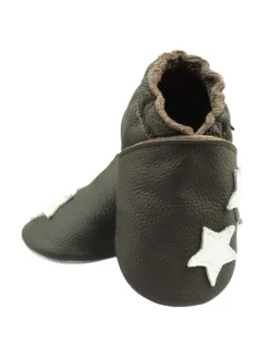 Bemesu Krabbelschuhe^Hellbraune Baby-Lederschuhe, komfortable rutschfeste Sohle - Sternmuster