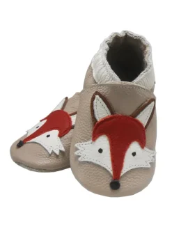 Bemesu Krabbelschuhe^Helles Rosa Baby Leder Krabbelschuhe, mit rutschfester Sohle – Fuchs-Muster