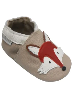 Bemesu Krabbelschuhe^Helles Rosa Baby Leder Krabbelschuhe, mit rutschfester Sohle – Fuchs-Muster