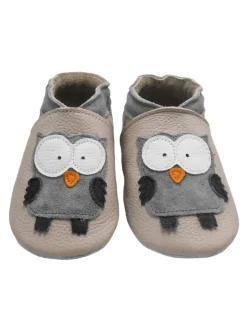 Hellrosa Baby-Leder-Laufschuhe, komfortabel mit rutschfester Sohle - Eulenmotiv>Bemesu Outlet