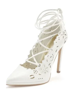 High-Heel-Pumps in weiß><noscript><img width=