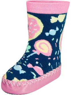 Playshoes Hausschuhe^Hüttenschuh Bonbons in Marine/Rosa
