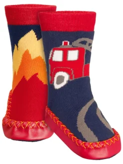 Playshoes Hausschuhe^Hüttenschuh Feuerwehr in Marine