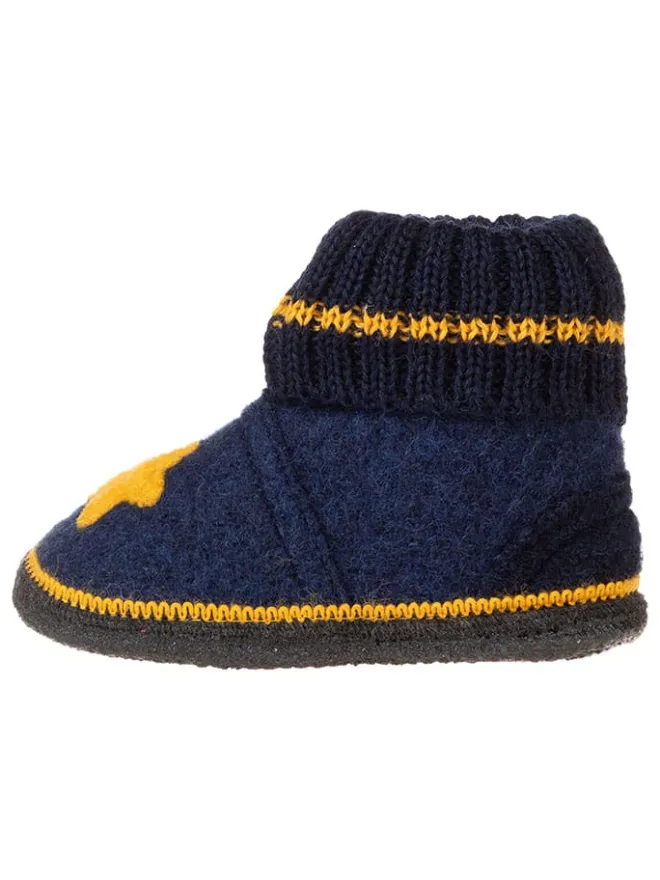 Hüttenschuhe "Stern" in Dunkelblau>lamino Hot