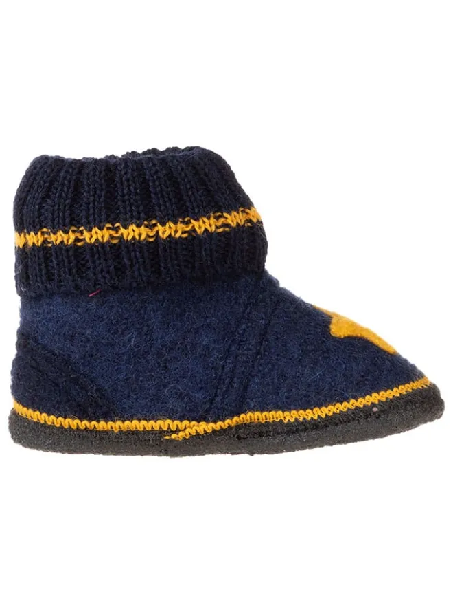 Hüttenschuhe "Stern" in Dunkelblau>lamino Hot