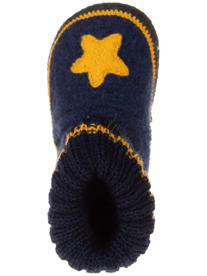 Hüttenschuhe "Stern" in Dunkelblau>lamino Hot
