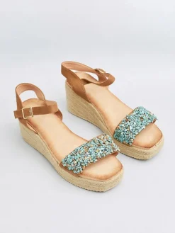 Bellucci Sandalen^Keilsandaletten in Camel/ Hellblau