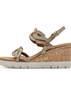 Tamaris Sandalen^Keilsandaletten in Hellbraun/ Gold