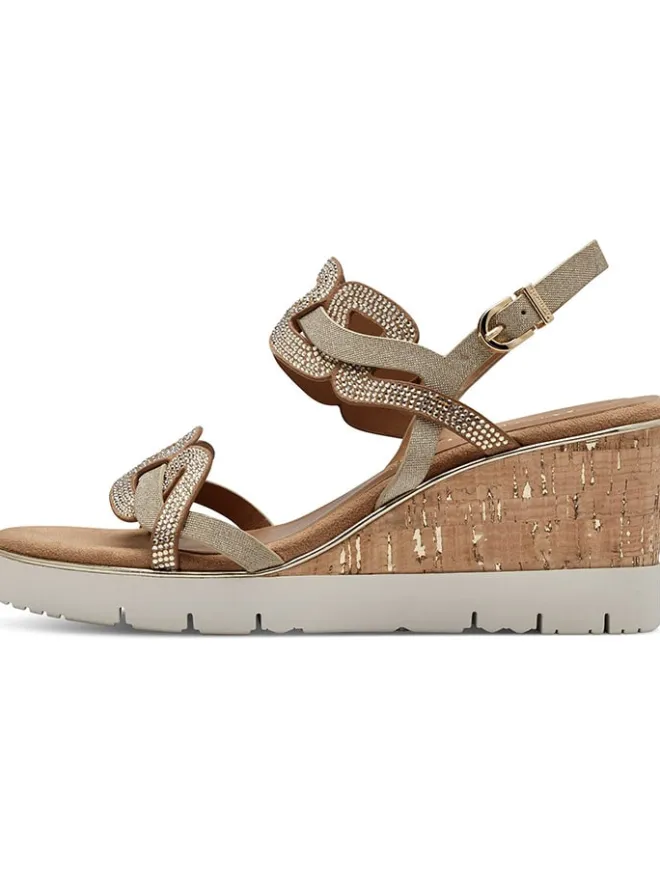Tamaris Sandalen^Keilsandaletten in Hellbraun/ Gold